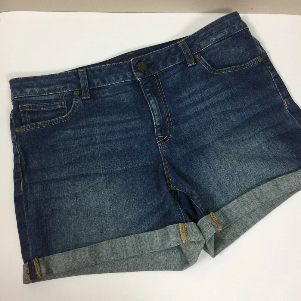 Seven Medium Wash Denim Shorts With 1.5” Cuff